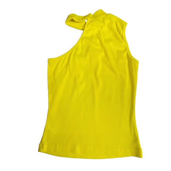 SHEIN Women Yellow Turtle Neck Ruffled Off The Shoulder Tank Small - Picture 2 of 5